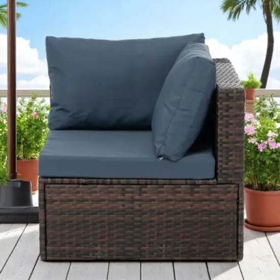 5-Piece Patio Furniture Set with PE Wicker Furniture set, Tempered Glass Table, Cushions with Zipper,Outdoor Furniture set image {14}