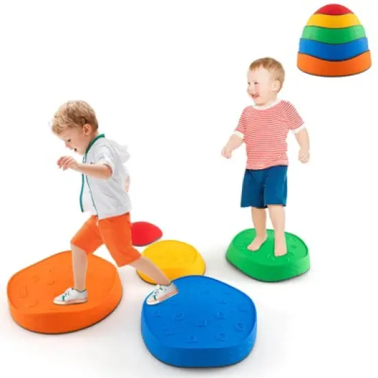 Costway 5 Pcs Kids Stepping Stones w/ Non-Slip Edge Sensory Toy for Indoor/Outdoor Play image {9}