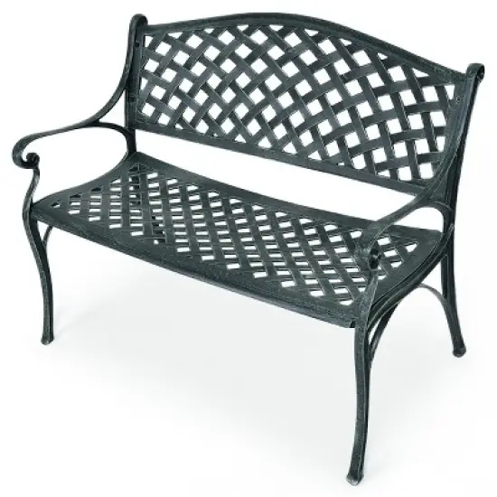 Tangkula Antique Garden Bench Park Yard seat Aluminum Frame Outdoor image {4}