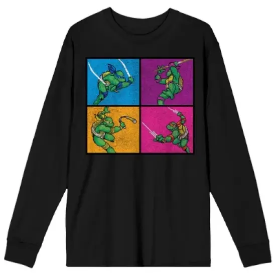 TMNT Four Square Fighters Women's Black Long Sleeve Shirt image {6}