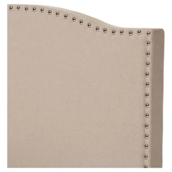 Twin Benjamin Modern and Contemporary Linen Upholstered Arched Platform Bed with Nailhead - Baxton Studio image {2}