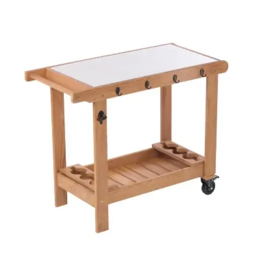 Whisen Wooden Garden Cart with Wheels & Metal Top image {4}