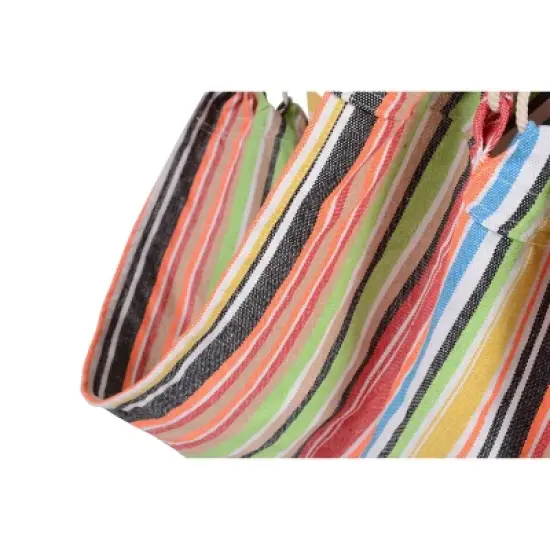 Boho Breeze Swinging Bungalow Hammock Chair - Coral Stripe - Blue Wave image {2}