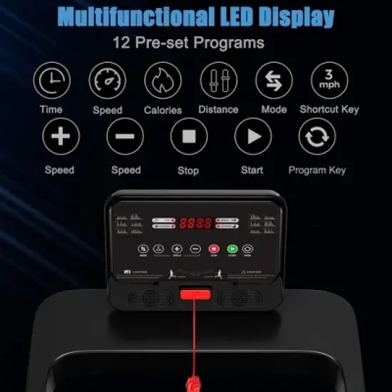 SuperFit 2.25HP Electric Treadmill Running Machine w/App Control for Home Office image {4}