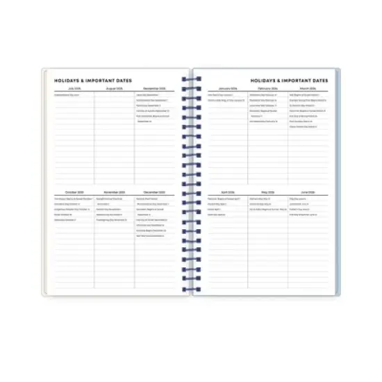 Blue Sky 5"x8" 2025-2026 Weekly/Monthly Spiral Planner Printed Dylan Blue Check Swirl image {7}