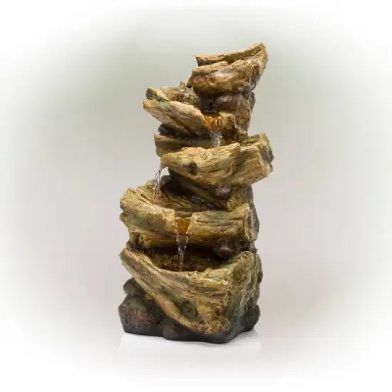 4 Tier Tree Trunk Log Fountain Brown/Gray - Alpine Corporation image {2}