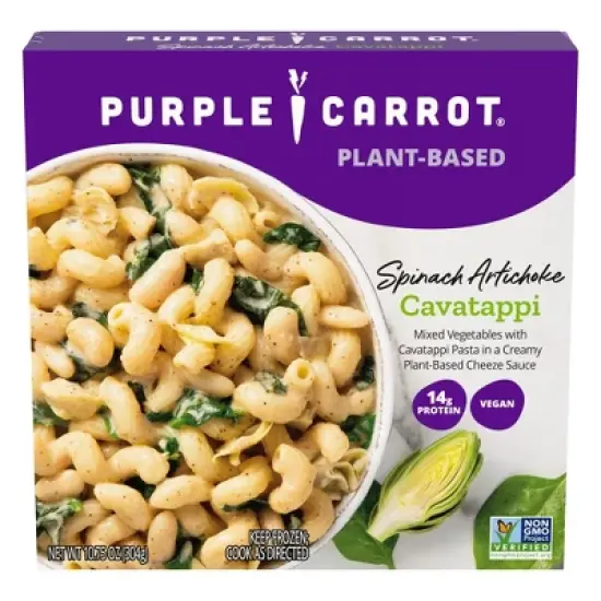 Purple Carrot Vegan Frozen Plant-Based Spinach Artichoke Cavatappi Bowl - 10.75oz image {6}