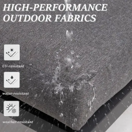 Heynemo 2 Pieces Aluminum Outdoor Patio Ottoman Set, Outdoor Foot Stools with Thick Cushion, Small Seat Furniture for Porch Balcony Backyard, Grey image {4}