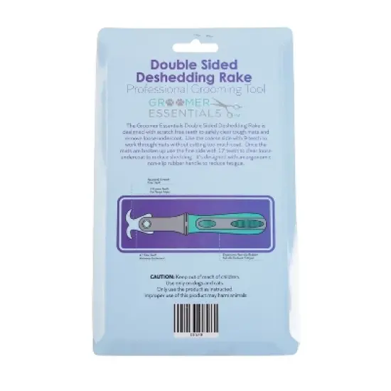 Groomer Essentials Double-Sided Deshedding Tool Rake 9/17 Blades - Dog Brush for Shedding and Mat Removal, Ideal for Medium to Long Coats image {1}