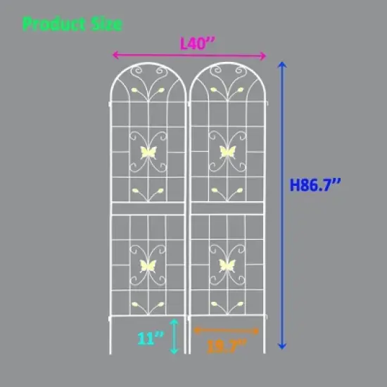 KTMBDW 4/2 Pack 86x19in Metal Garden Trellis Rustproof Trellis for Climbing Plants Outdoor Flower Support, Arch image {7}