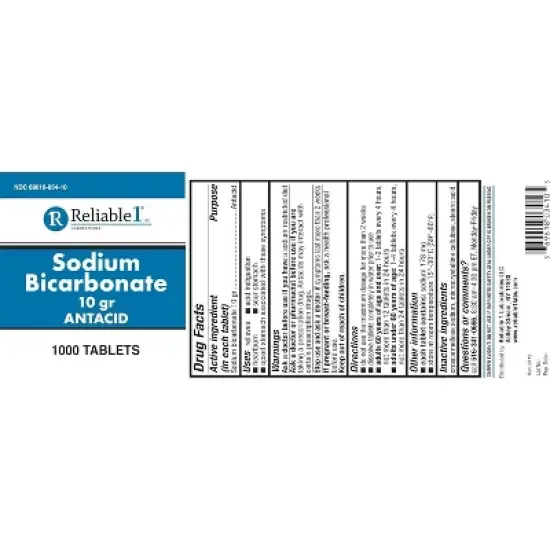 Reliable-1 Laboratories Sodium Bicarbonate Antacid Tablets Acid Reducer, 1000 Count image {1}