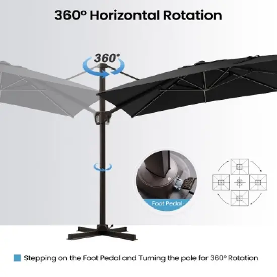 Crestlive Products 9x10.5FT Cantilever Umbrella UV30+ Outdoor 360 Degree Rotation Offset Umbrella 6 Heights Adjustable with Base image {7}