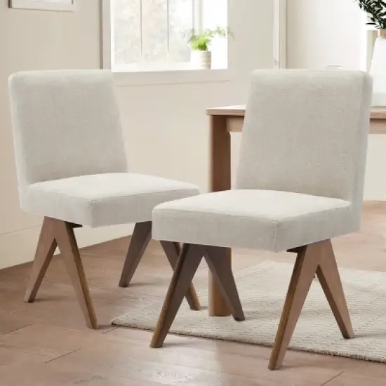 Set of 2 Morgan 18.5" Wide Upholstered Seat and Back Dining Chair With Upside Down "V" shape design Solid Wood Legs-Maison Boucle image {8}