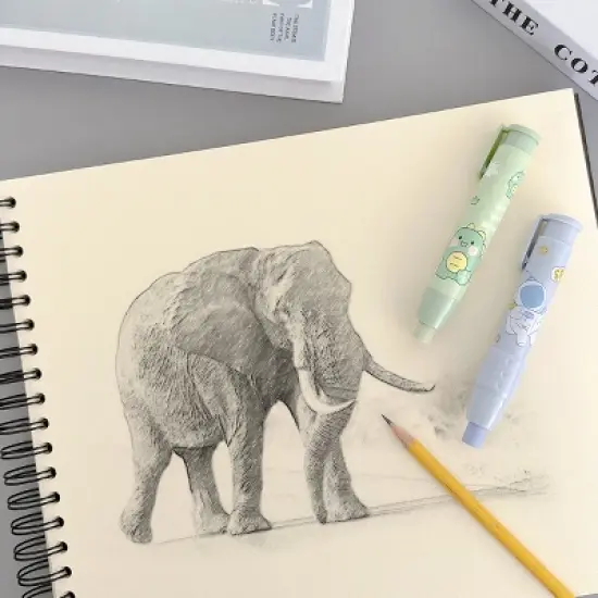 Wrapables Clickable Push Button Erasers, Retractable Erasers with Refills (Set of 2) image {5}