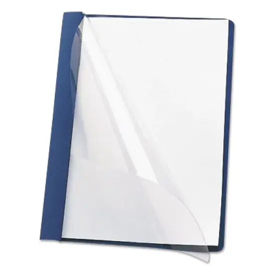 Smead Poly Report Cover Tang Clip Letter 1/2" Capacity Clear/Dark Blue 25/Box 87455 image {2}
