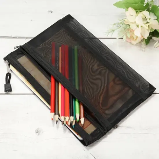 Unique Bargains Travel Office Mesh Double Layer Zip File Storage Pouch 6 Pcs image {4}
