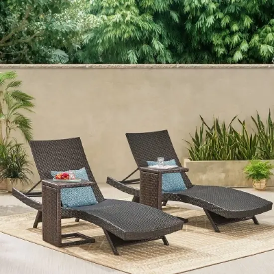 Salem Brown Wicker Adjustable Chaise Lounge - Beige - Christopher Knight Home: All-Weather, UV & Rust Resistant Patio Furniture image {2}