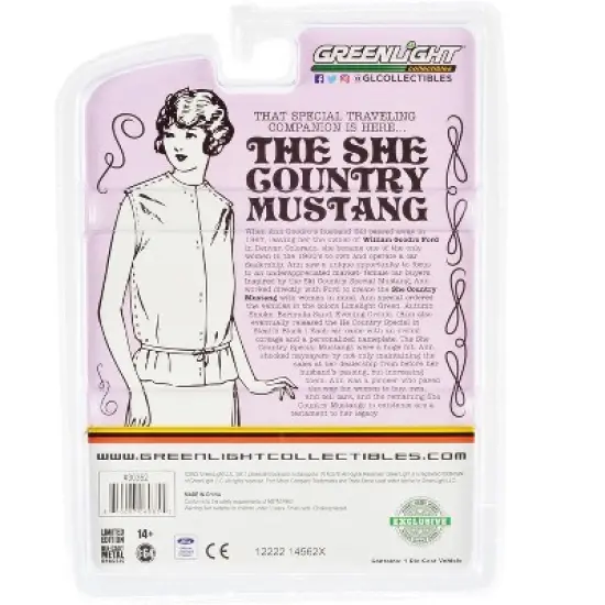 1967 Ford Mustang Evening Orchid Pink w/Black Top "She Country Special" 1/64 Diecast Model Car by Greenlight image {1}