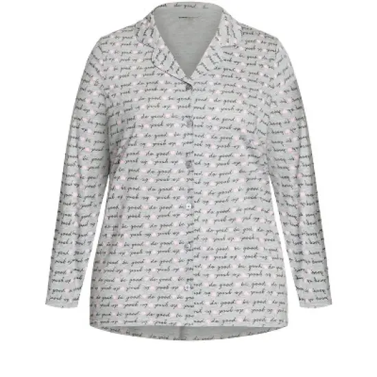 Women's Plus Size Button Through Sleep Top - gray | AVENUE image {4}