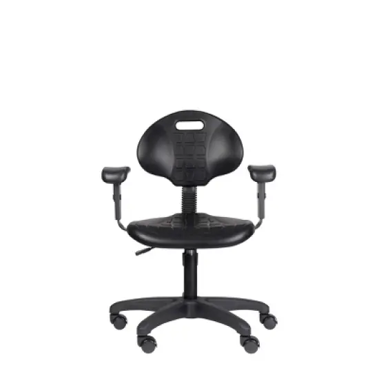 16"-21" Adjustable Height Polyurethane Task Office Chair with Arms Black- Hampden Furnishings image {15}