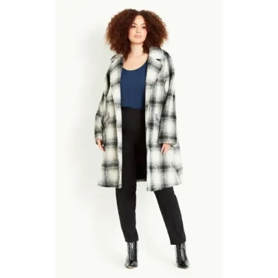 Women's Plus Size Crombie Check Coat - black | EVANS image {3}