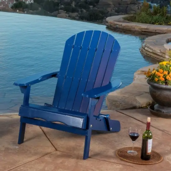 Rustic Foldable Acacia Wood Adirondack Chair, Weather-Resistant Outdoor Seating for Patio, Deck, Garden, and Backyard Comfort-Coolbibila image {1}