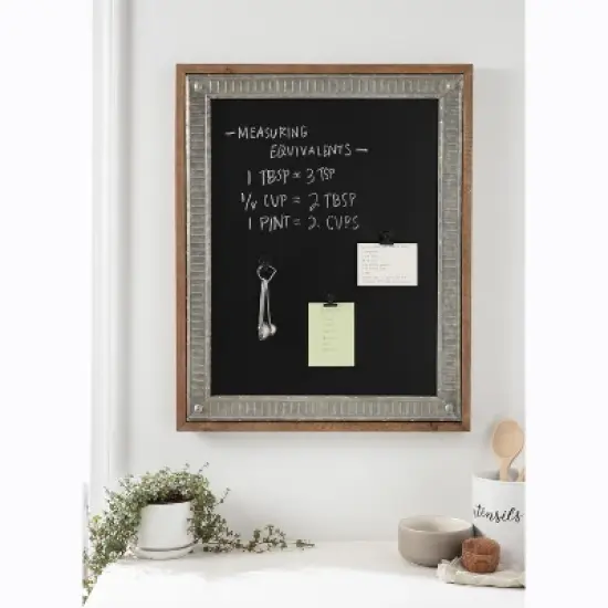 Kate and Laurel Deely Wood and Metal Framed Chalkboard, 24x30, Rustic Brown image {7}