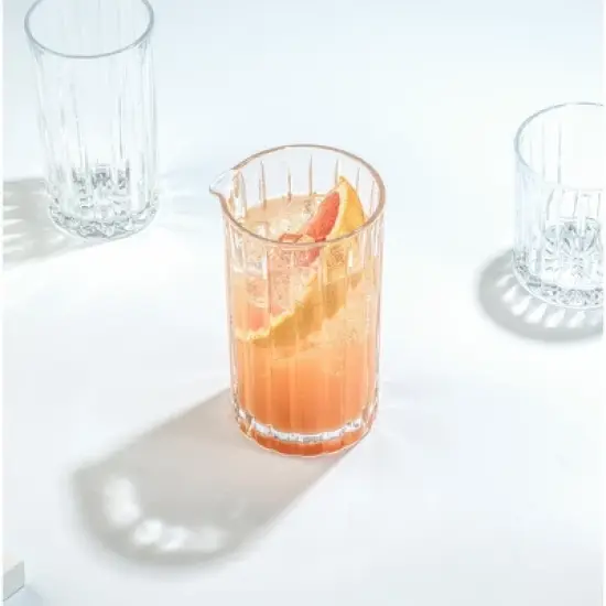 JoyJolt Alina Ribbed Cocktail Mixing Glass Pitcher - 20 oz Modern Art Deco Cocktail Stirring Glass image {4}