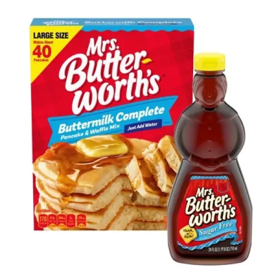 Mrs. Butterworth&rsquo;s Pancake Mix & Sugar-Free Syrup Bundle &ndash; 32 oz Mix + 24 oz Syrup image {5}