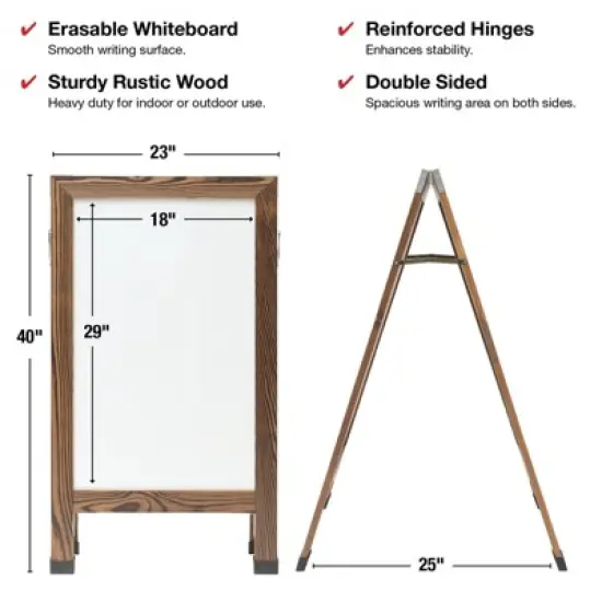 Excello Global Products 40" x 22" Indestructible A-Frame Whiteboard - Brown image {3}