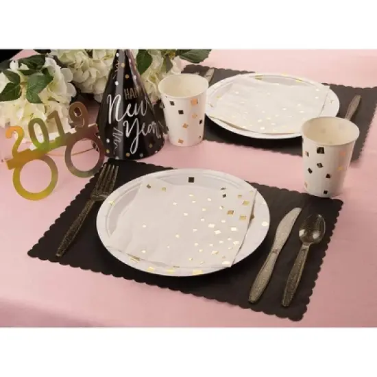 Juvale 144-Piece (Serves 48) Gold Glitter Disposable Plastic Cutlery Party Set Forks Spoons Knives image {4}