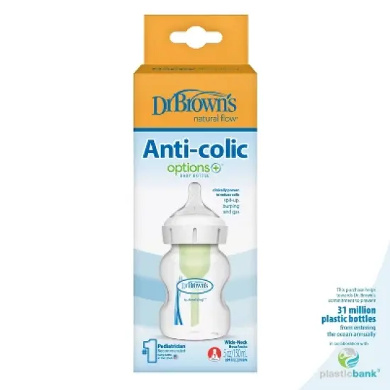 Dr. Brown's 5oz Anti-Colic Options+ Wide-Neck Baby Bottle with Level 1 Slow Flow Nipple - 0m+ image {19}