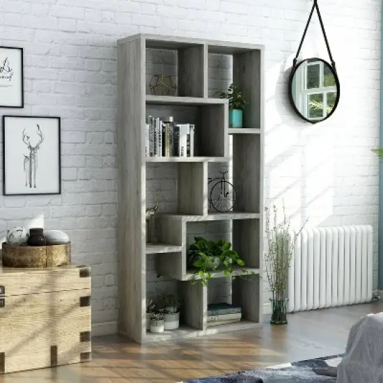 70.98" Crusiton Versatile Bookcase Vintage Gray Oak - miBasics image {5}