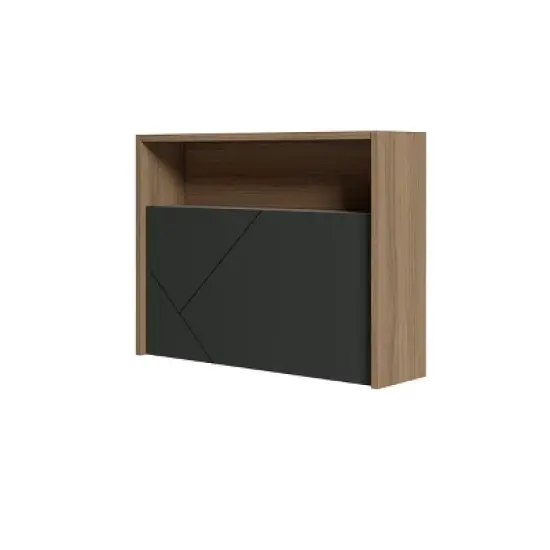 Slim Small Wall Mounted Secretary Desk Nutmeg/Charcoal Gray - Nexera image {5}