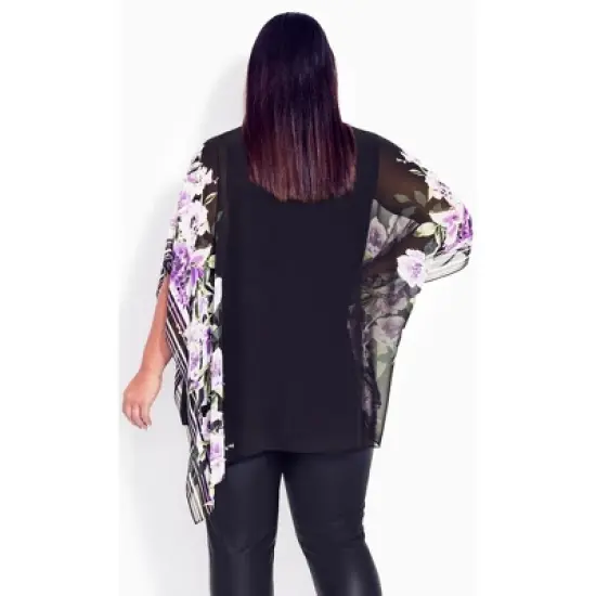 Women's Plus Size Bella Border Overlay Top  - Ultra Violet Border | AVE STUDIO image {1}
