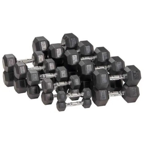 Signature Fitness Hex Dumbbells Non-Slip Free Weights Full Body Strength Training Home Gym Workout Equipment Set, 30 Pounds, Black image {3}