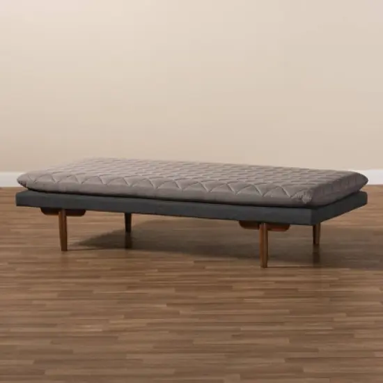Twin Two Marit Tone Upholstered Wood Daybed Gray/Walnut - Baxton Studio image {6}