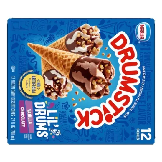 Nestle Drumstick Lil' Drums Vanilla Chocolate Ice Cream Cones - 12ct image {2}