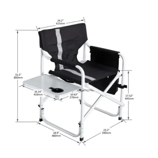 Dolonm Padded Folding Outdoor Chair with Side Table, Storage Pockets, Lightweight Directors Camping Chair for Indoor, Outdoor,Picnics image {11}