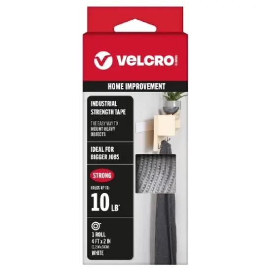 VELCRO 4'x2'' Industrial Strength Tape Indoor and Outdoor Use Superior Holding Power on Smooth Surface White image {13}
