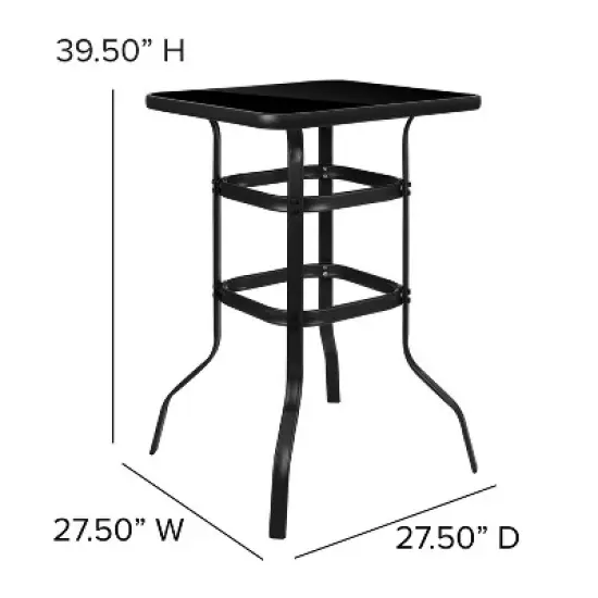Emma and Oliver 3 Piece Outdoor Bar Height Set-Glass Patio Bar Table-All-Weather Barstools image {5}