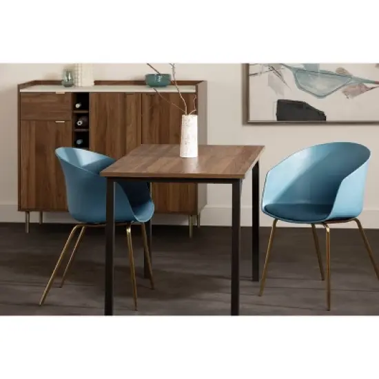 Set of 2 Flam Dining Chairs with Gold Metal Legs - South Shore image {1}