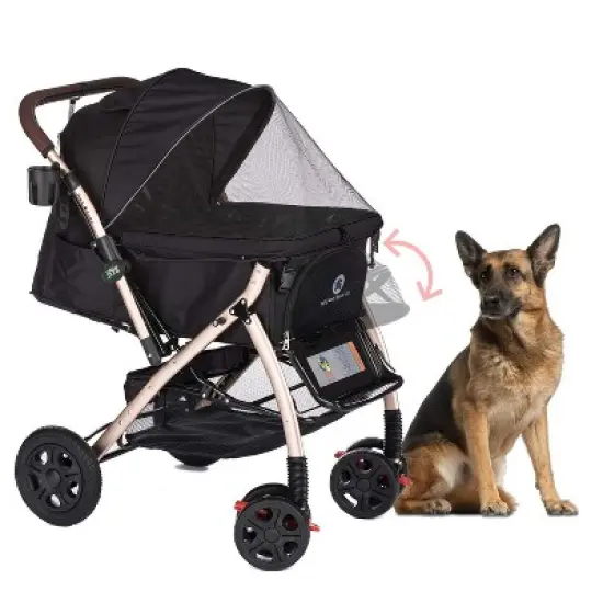 HPZ Pet Rover XL Stroller - Extra Long Premium Heavy Duty Dog/Cat/Pet Stroller Travel Carriage with Convertible Compartment/Zipperless Entry image {10}