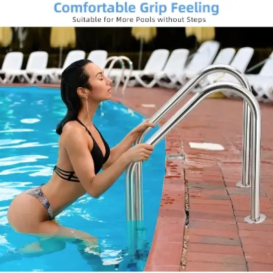 2/3/4/5 Step Inground Pool Ladder &ndash; 304 Stainless Steel Swimming Pool Steps with Non-Slip Treads, Heavy-Duty Ladde image {4}