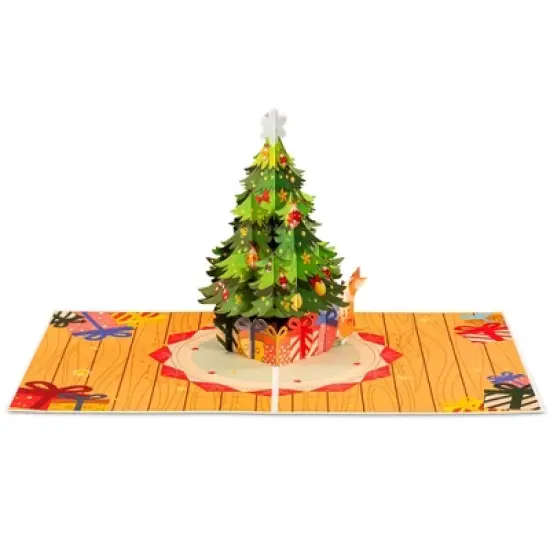 Paper Love 3D Christmas Tree Pop Up Christmas Card, 100% Recycled and Eco-Friendly, 8" x 6" Cover - With Note Tag image {4}
