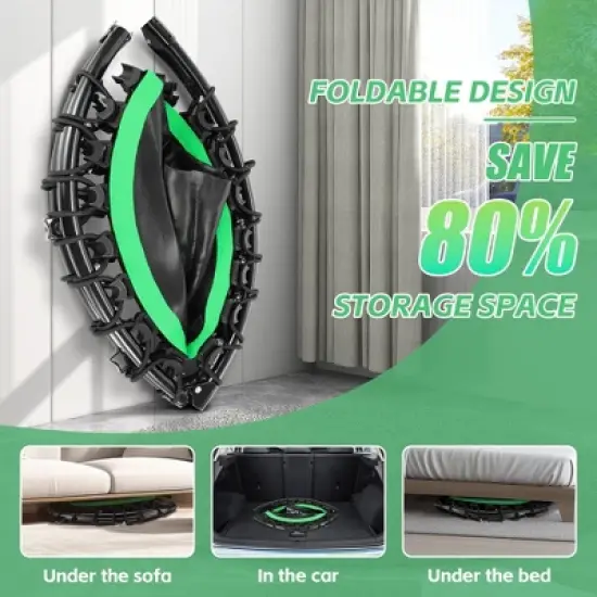 ANCHEER 40inch Foldable Trampoline Fitness Rebounder with Resistance Bands Adjustable Handle Max Load 450lbs image {5}