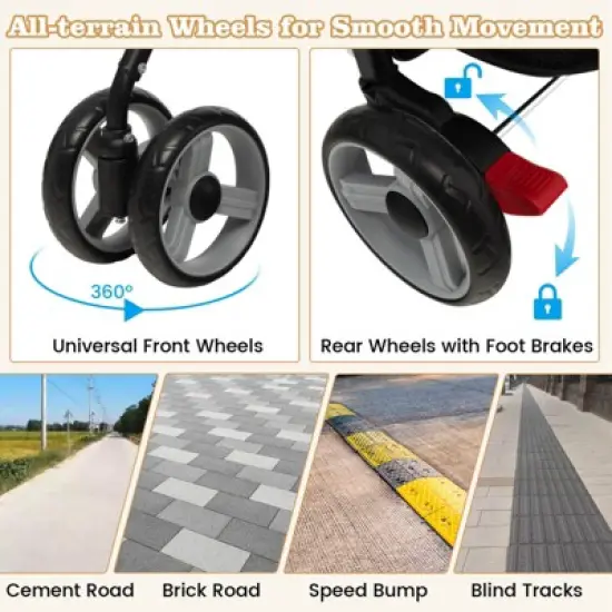 Safstar Foldable Lightweight Baby Stroller Kids Travel Pushchair 5-Point Safety System image {6}