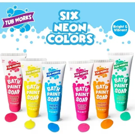 Tub Works Bath Paint Soap Bath Toy, Neon 6 Pack image {2}