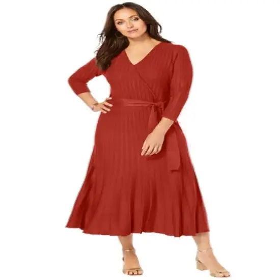 Jessica London Women&rsquo;s Plus Size Pullover Wrap Sweater Dress image {2}