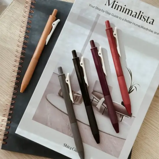 Wrapables Multi-Color Retractable Gel Pen Set (5 pack), 0.5mm Fine Point, for Writing, Journaling, Drawing, Home and Office, Neo-Classic image {6}